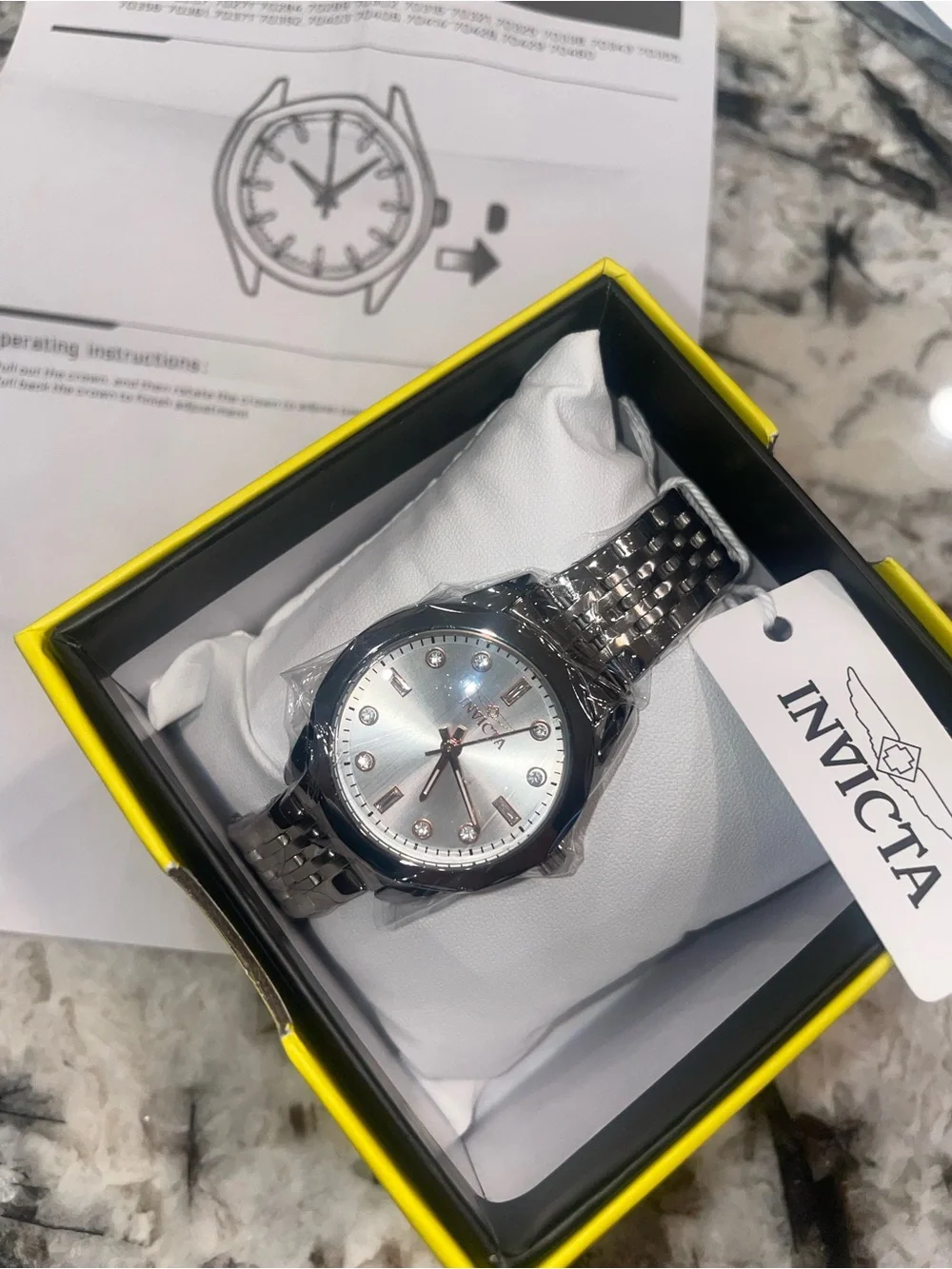 Invicta Men’s Silver Stainless Steel Bracelet Watch with Mother-of-Pearl Dial